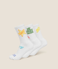 Lucky Graphic Crew Socks 3pk
