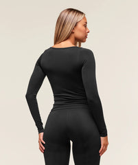 Everyday Seamless Wide Neck Long Sleeve Top