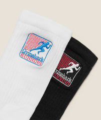 Running Graphic Crew Socks 2pk