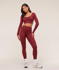 Piping Long Sleeve Crop Top