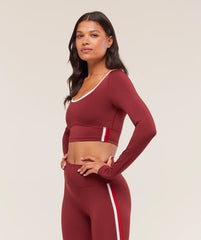 Piping Long Sleeve Crop Top