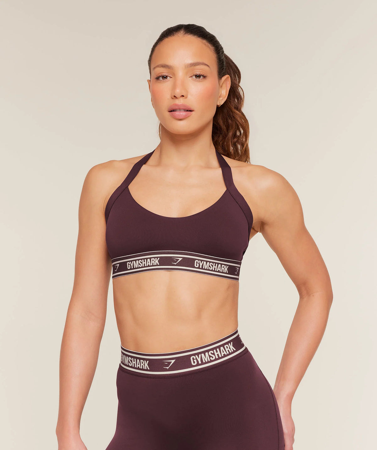 Light Support Halter Neck Logo Sports Bra